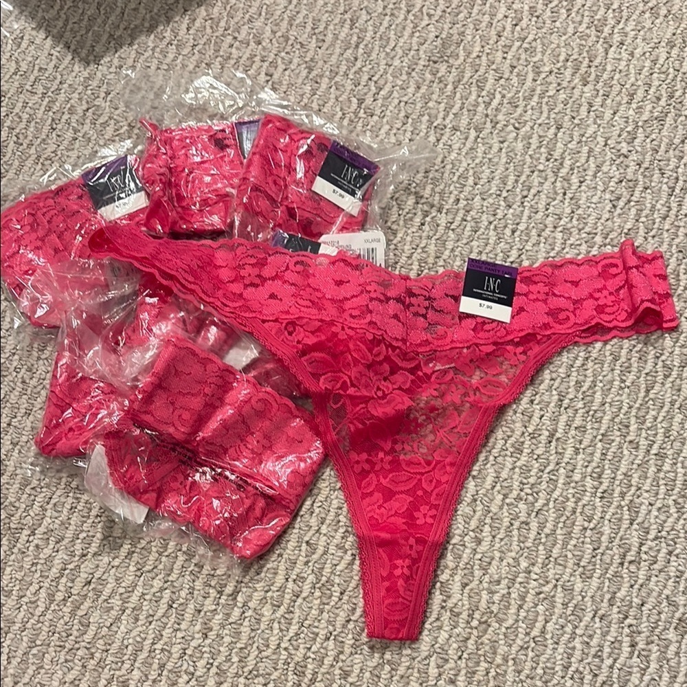 INC International Concepts Pink Lace Panties Floral Scalloped eight pairs